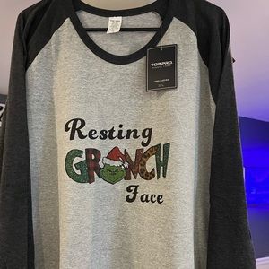 Resting Grinch Face 3/4 length shirt
